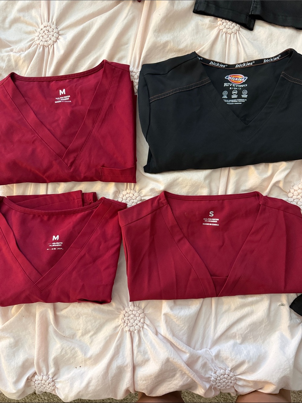 Set of 3 Red/maroom  and one black Medical Scrub Tops